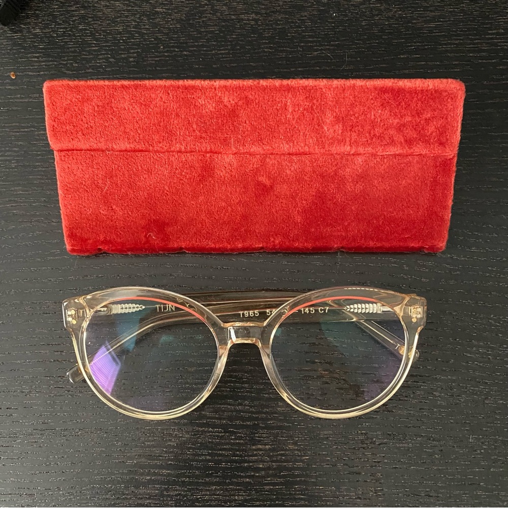 Tijn Clear Pink Mitchel Blue Light Glasses with Case
